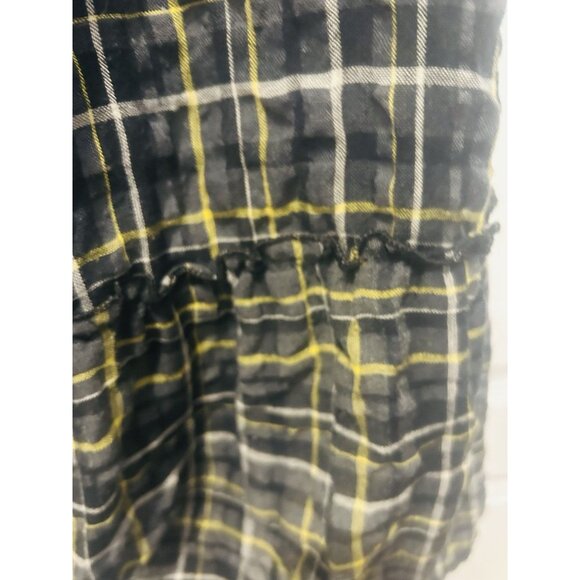 Torrid Plaid Button Front Dress Size 18 Black Yellow Lace Ruffle Smocked Waist - Picture 13 of 15